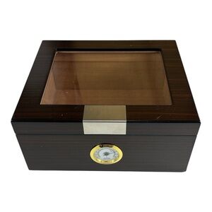Mantello Cigars Elegant Wooden Humidor with Glass Top cigar box